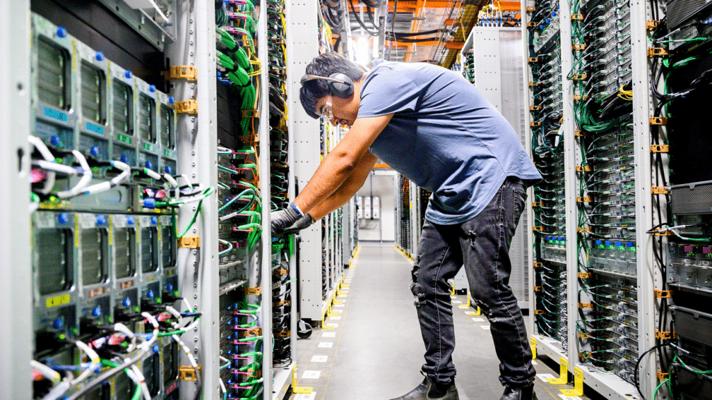 Man in a data center